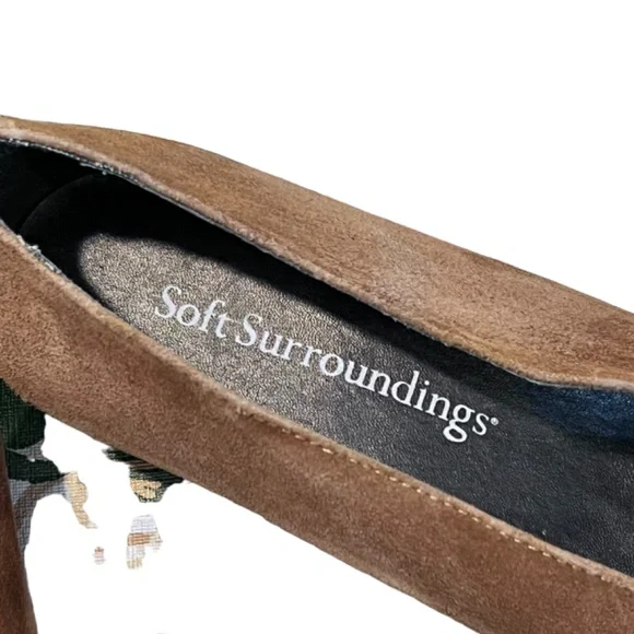 Soft Surroundings Fabrizia Beige Suede Slip On Wedge Heels Size 9 - Picture 4 of 15